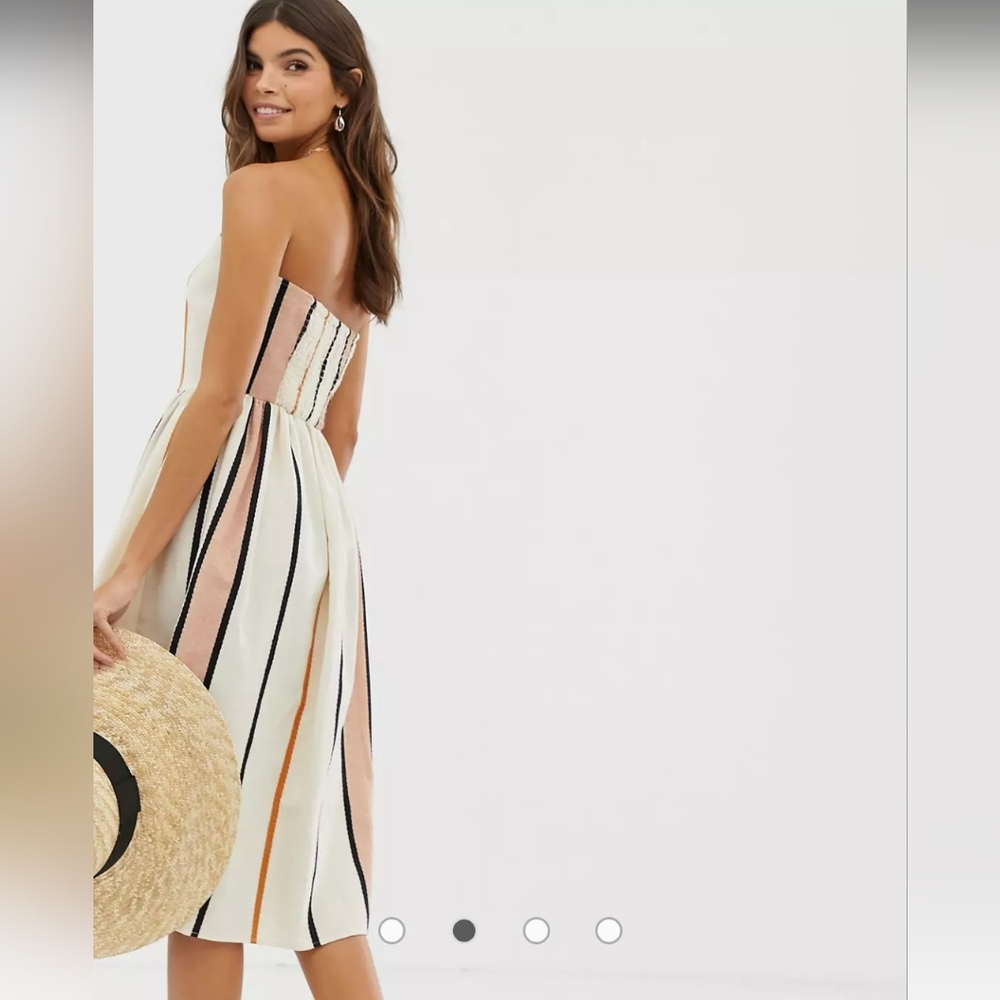 ASOS Bandeau Midi Sun Dress Coconut Buttons - Picture 2 of 11